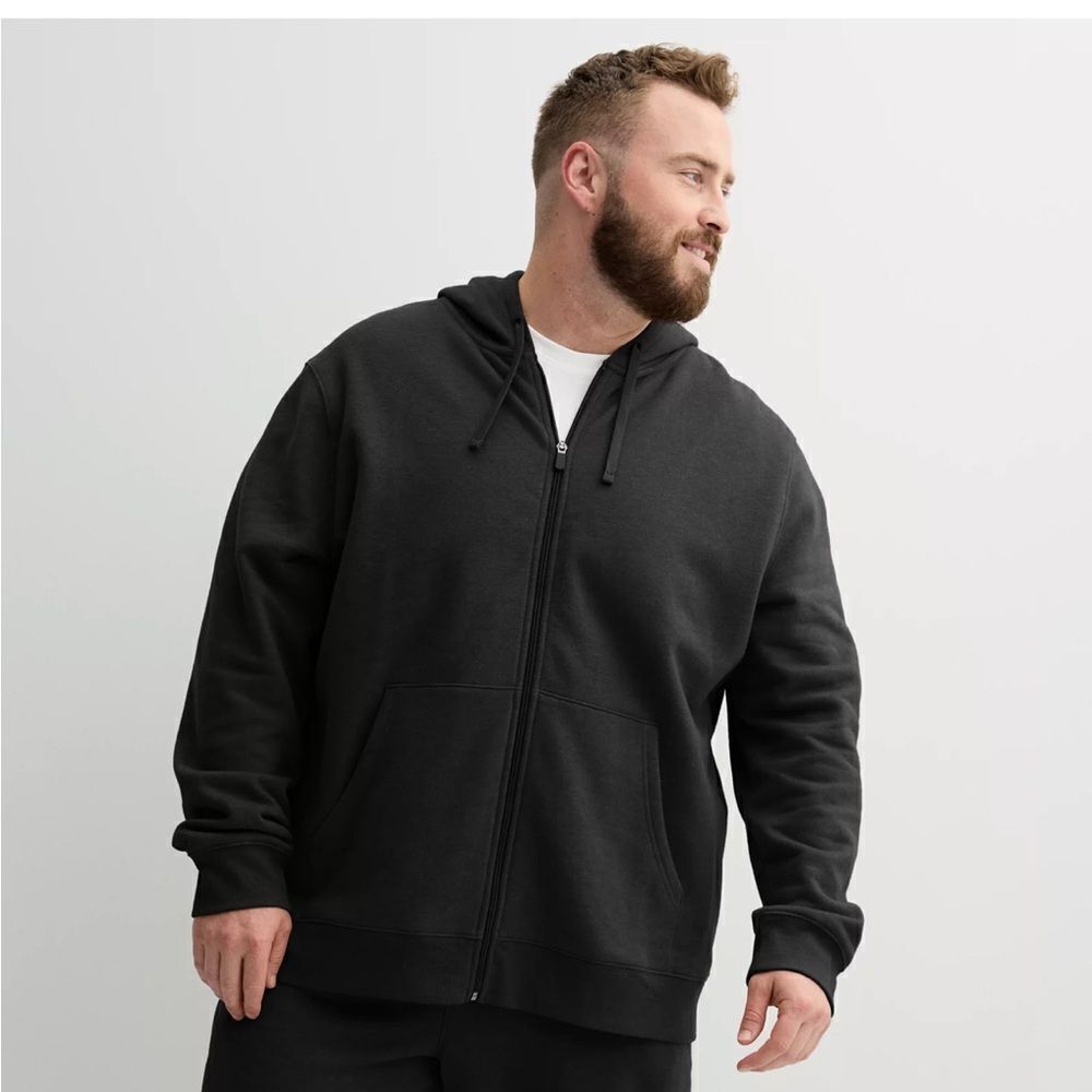 Tek Gear Men’s Big and Tall Ultra Soft Dark Gray Zip Up Hooded Sweatshirt 4XB